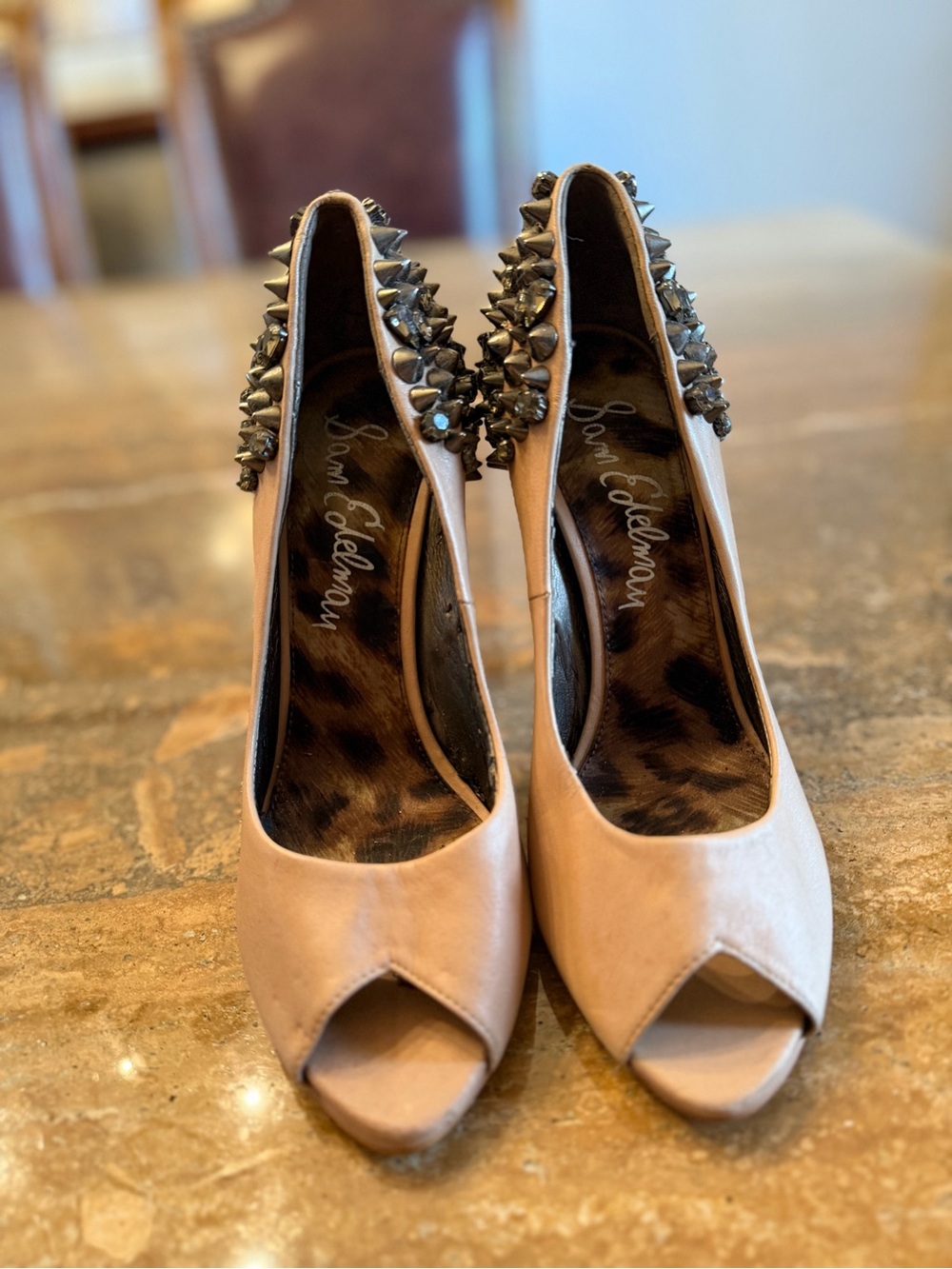 Sam Edelman Peep-Toe Pumps with Studded Heel